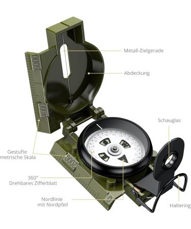Ultralight Military Compass with Clinometer - 110g Waterproof Navigation for Hiking & Hunting - 3000 Gauss Magnetic Aluminum Alloy - Buy Online on GoSupps.com