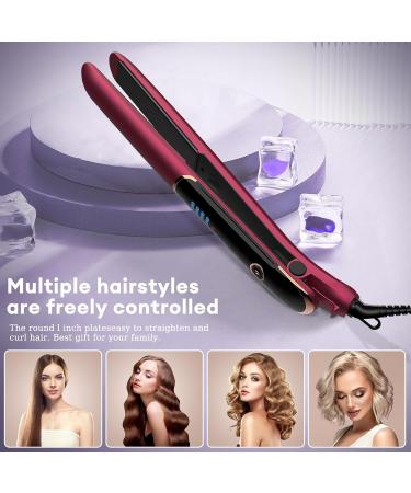 Flat Iron Hair Straightener & Curler 2 in 1 - Fast Heat Up Ceramic Coating LCD Display - Professional Styling Tool for Shinier Smoother Hair - Buy Online on GoSupps.com