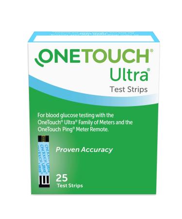 OneTouch Ultra Test Strips For Diabetes - 25 Count | Diabetic Test Strips For Blood Sugar Monitor | Glucose Test Strips For Blood Glucose Meter | 1 Box, 25 Test Strips 25 Count (Pack of 1)