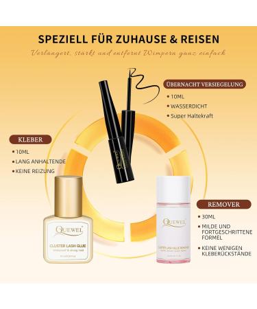 QUEWEL 480PCS Eyelash Cluster Kit - DIY Individual Eyelash Extensions Set Long-Lasting Glue & Remover - Perfect for Travel - Natural-D Mix - Buy Online on GoSupps.com