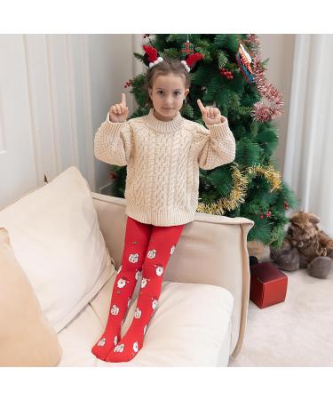 SILKGLORY Christmas Baby Girl Tights - Festive Print Leggings for Newborns & Toddlers (2-3 Years, Red) - Buy Online on GoSupps.com