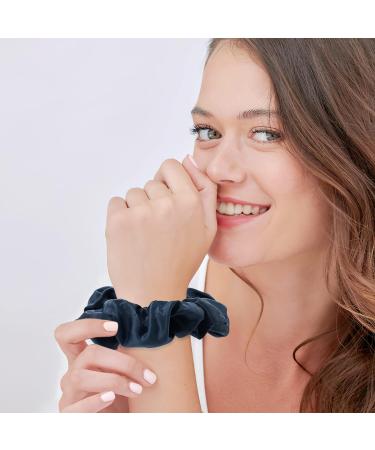 Elegant Blue Satin Scrunchies 6 Pack for Thick Hair - Large Faux Silk Hair Ties for Curly and Straight Hair - Buy Online on GoSupps.com