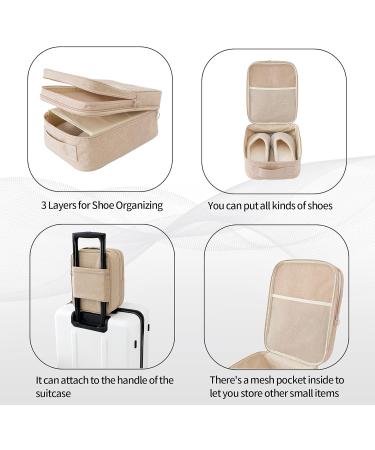 Travel Shoe Bag Organizer - Fits 3 Pairs of Shoes - Light Brown Medium Size - Buy Online on GoSupps.com