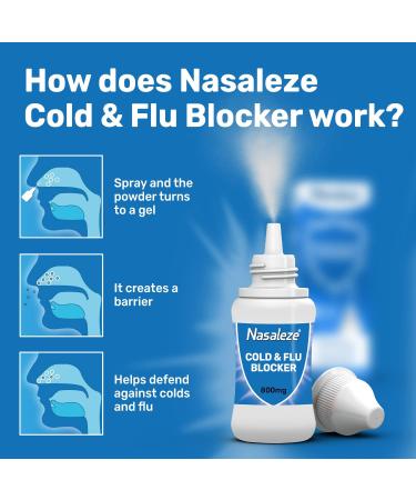 Nasaleze Cold & Flu Blocker - Peppermint Flavour Powder Nasal Spray | 30-Days Supply - 800mg | Cold and Flu Prevention - Buy Online on GoSupps.com
