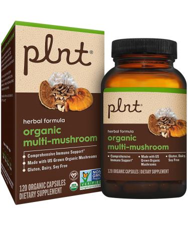 plnt Organic Multi-Mushroom - Herbal Formula for Comprehensive Immune Support (120 Capsules) 120 Count (Pack of 1)