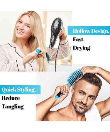 Boar Bristle Hair Brush 2 Pack | HIPPIH Wet & Dry Curved Vented Brush | Voremy Magical Detangler for Kids, Men & Women | Adds Shine, Smooths Curly Thick Hair - Purple & Blue - Buy Online on GoSupps.com