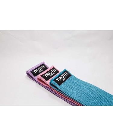 Troth Resistance Bands Set - Home Gym Fitness Accessories for Men and Women - Ideal for Pilates, Squats, Yoga, and Pull Up Workouts - Green, Pink, Purple - Buy Online on GoSupps.com