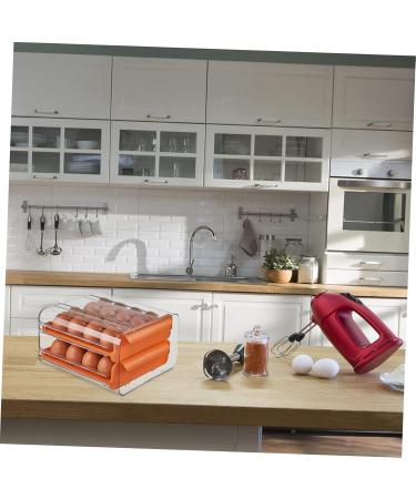 Angoily Egg Storage Box Portable Fridge Refrigerator Egg Case Egg Bin Double Layer Crisper Plastic re-usable Orange 23.5x21.5cm - Buy Online on GoSupps.com