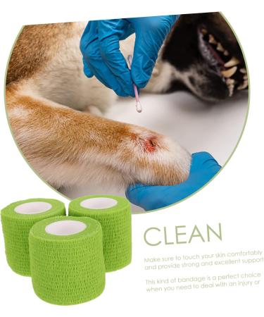 FOMIYES Pet Sports Fixing Bandages - Self-Adhesive Cohesive Protective Tape for Pet Injuries - 3 Rolls Green 5x5x5cm - Ideal for Veterinary Care and Pet First Aid - Buy Online on GoSupps.com