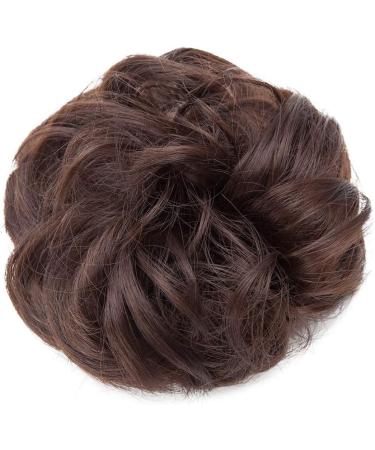 Curly Chestnut Brown Messy Updo Hairpiece Scrunchie Extension - Perfect for Ponytails and Chignons - Buy Online on GoSupps.com