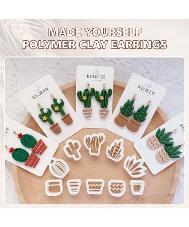 KEOKER Clay Cutters - 10 Cactus and Potted Plant Shapes for Polymer Clay Earrings and Jewelry Making - Buy Online on GoSupps.com