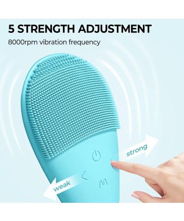 Face Cleansing Brush Mini Silicone Face Scrubber Ipx7 Waterproof Rechargeable for Deep Cleansing Exfoliating and Vibrating Massaging (Blue) - Buy Online on GoSupps.com