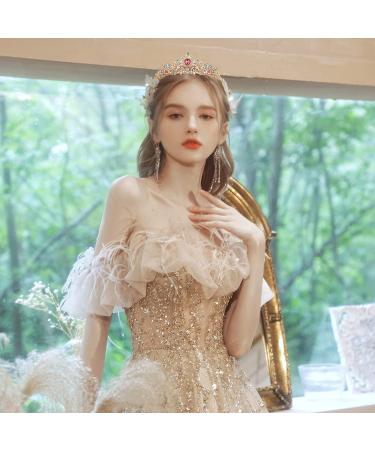 Araluky Gold Tiara & Crown for Women | Elegant Birthday & Wedding Decorations with Multicolor Crystals - Buy Online on GoSupps.com