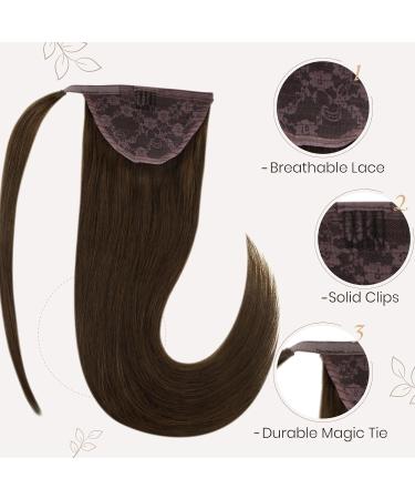 Buy Hetto Remy Brown Real Hair Ponytail Extensions - Dark Brown #4 100g 55 cm - Smooth & Natural Look - Buy Online on GoSupps.com