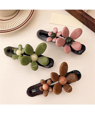 Retro Flower Duckbill and Straight Clip Vintage Flower Non Slip Hair Duckbill Hair Clips Crystal Flower Braided Hair Clips Hair Clips Bun Hair Accessories 3pcs Brown - Buy Online on GoSupps.com