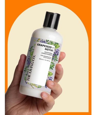 Shop THE LIVING CO Soothing Shampoo & Conditioner Combo - Grapeseed & Methi for Dandruff Relief | 600ml International Shipping Available - Buy Online on GoSupps.com