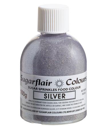 Sugarflair Silver Edible Glitter Sugar Sprinkles - for Cake Decorating Sprinkle on Cakes Cupcakes Treats Desserts Ice Cream and Deserts - 100g