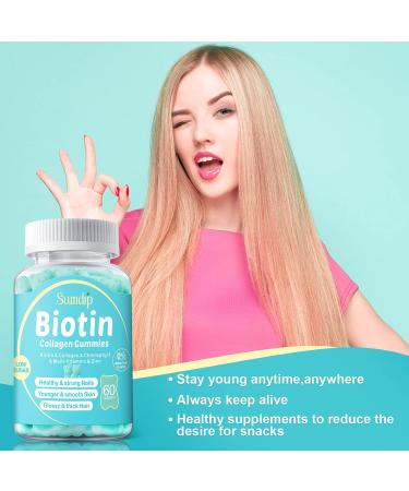 Biotin 10,000mcg with Collagen for Hair Growth | Organic Vegan Hair Skin Nails Gummies - 2 Packs (60 Count Each) | Men Women Hair Growth Supplements - Buy Online on GoSupps.com