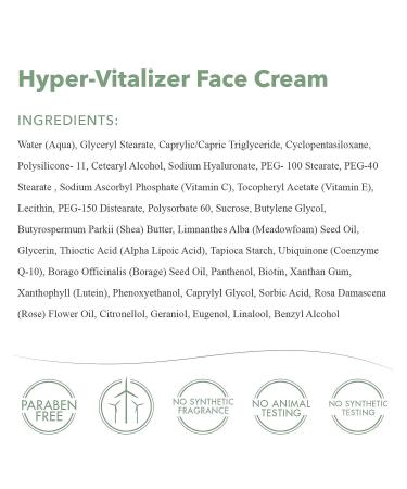 emerginC Hyper-Vitalizer Cream - Antioxidant Facial Moisturizer with Alpha-Lipoic Acid, Hyaluronic Acid, Rose Extract - 1.7 oz Face Care Cream for Glowing Skin, Fine Lines & Wrinkles - Buy Online on GoSupps.com