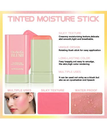 2 PCS Multi-Use Makeup Blush Stick Solid Moisturizer Stick Shadow Lips and Cheek Blusher Waterproof Peach Creamy Makeup (Pink and Orange) - Buy Online on GoSupps.com