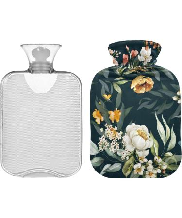 NAANLE Hot Water Bottle with Lid - 2L Transparent Flower Design for Back Pain Relief & Cold Therapy | Hand & Foot Warmer - Buy Online on GoSupps.com