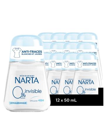 [LOT OF 12] Narta Women Invisible Roll-on Deodorant 0% 50ml
