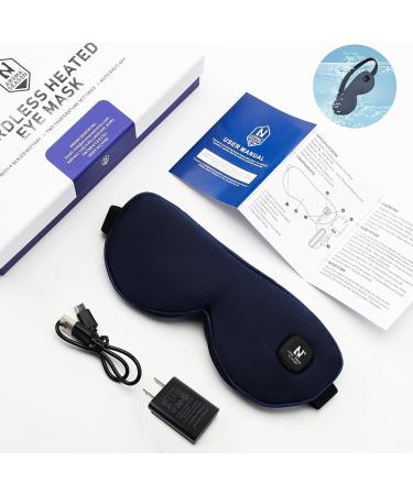 Aroma Season Heated Eye Mask Silk Cordless Warm Eye Compress for Dry Eyes Blepharitis MGD Washable Moist Heat Treatment to Unclog Lacrimal Glands (Navy Blue) - Buy Online on GoSupps.com