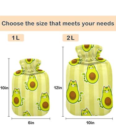 Naanle Sweet Avocado Cat Heat Bottle - 1L Transparent Hot Water Bottle for Bed & Pain Relief | Warmth & Cold Therapy - Buy Online on GoSupps.com
