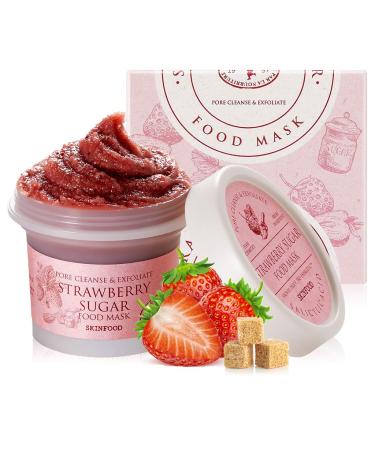 SKINFOOD Mask Strawberry Sugar 120g - Facial Pore Cleanser, Hydrating & Nourishing Body Skin - Wash Off Face Masks w/BHA Pore & Sebum Clearing Exfoliator - Shower-Proof Texture (4.23 oz)