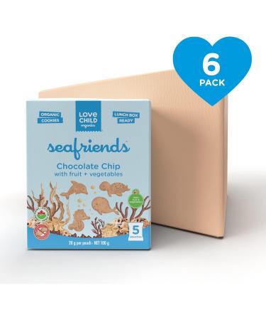 Love Child Organics Snack Pack Sea Friends Chocolate Chip Cookies Peanut-free 6 boxes 5x20g sachets each Chocolate Chip Snack Pack 6x100g - Buy Online on GoSupps.com