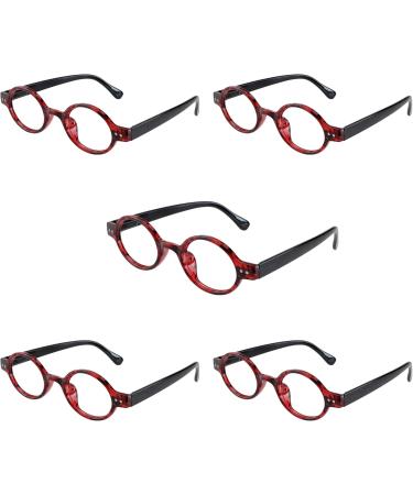 VisionGlobal 5 Pairs Reading Glasses - Blue Light Blocking Oval Frame (Red 3.50x Magnification) for Men & Women - International Shipping Available - Buy Online on GoSupps.com