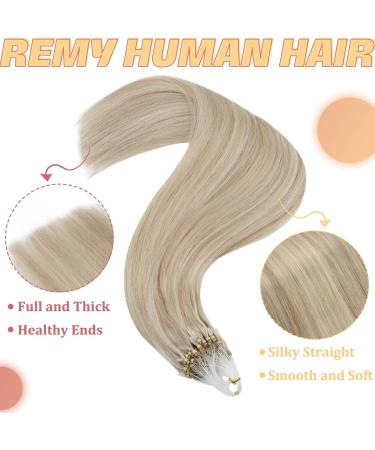 Buy Youngsee Real Hair Microring Extensions - Blonde 55cm Micro Loop Ash Blond & Platinum #18/613 - 50g Quality Hair Extensions for Ultimate Style - Buy Online on GoSupps.com