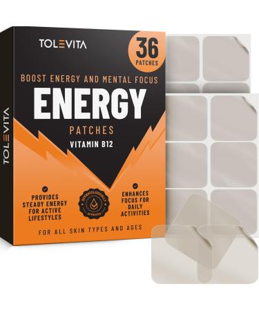 TOLEVITA Energy Patches with Vitamin B12-36 Pcs | Energy Mental Focus & Vitality | Perfect Active Lifestyles Fitness Workouts Travel & Daily Use