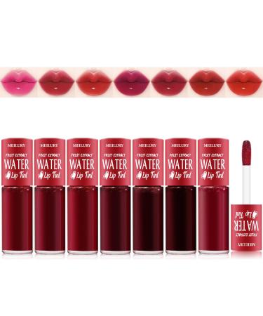7 Colors Lip Tint Stain Set Watery Lip Stain Mini Liquid Matte Lipstick Multi-use Lip Cheek Tint Moisturizing Plump Lip Gloss Lightweight Non-Sticky Long Lasting Vivid Lip Makeup (7 Colors)
