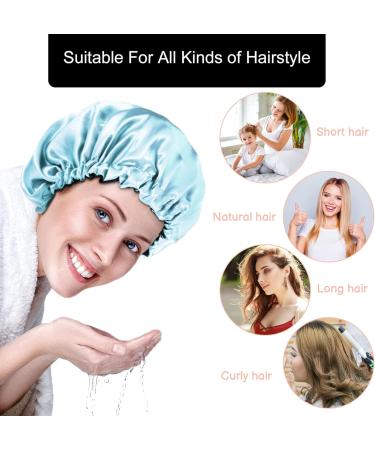 Fuyamp 2 Packs Satin Sleep Cap Adjustable Silky Sleep Bonnet for Women Long Curly Hair Double-Sided Waterproof Satin Hair Cap Extra Large Sleep Satin Bonnet for Women Girls Sleeping Pink+Lake Green - Buy Online on GoSupps.com