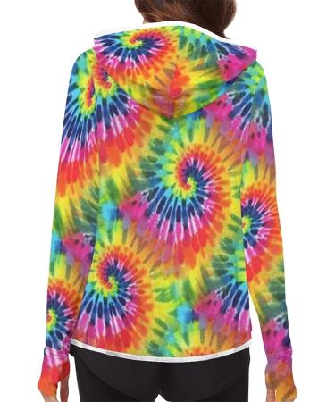 Biyejit Women's UPF 50+ Rainbow Swirl Sun Protection Hoodie Zipper Jacket - XX-Large - Buy Online on GoSupps.com