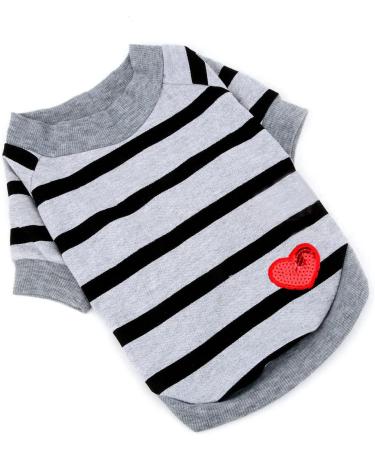 Paidful Striped Dog Shirt - breathable tank tops for Small & Medium Dogs | Cute Cat Vest with Red Heart | Summer Outdoor Wear for Puppies Chihuahuas & Yorkies - Buy Online on GoSupps.com