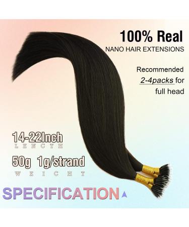KOCONI 22 50g Nano Ring Human Hair Extensions - Remy Nano Beads, #1B Natural Black, 22 inch - Buy Online on GoSupps.com