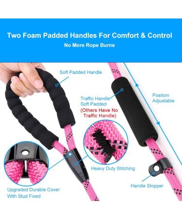 PLUTUS PET Dog Slip Lead Anti-Choking 6ft Pink - Reflective Two Handles Heavy Duty Training Lead for Medium Large Dogs - Buy Online on GoSupps.com