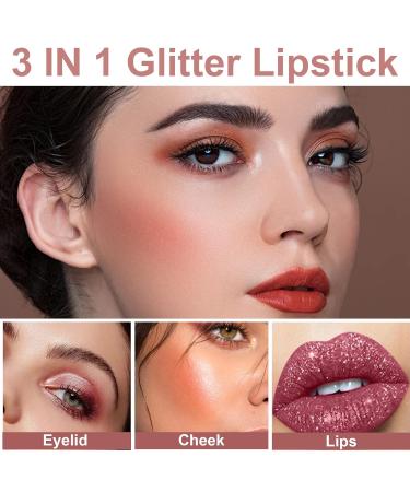 Rosarden 4Pcs Glitter Lipstick Set - Shimmer & Long-Lasting Diamond Lipsticks (#03) for Women - Buy Online on GoSupps.com