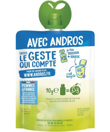  ANDROS ANDROS Recyclable Fruit Compote Pouch Apple Ideal for Children's/Babies' Snacks - Pack of 80 - Buy Online on GoSupps.com