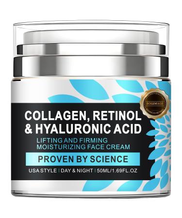 Face Moisturizer Retinol Cream Anti Aging Neck Firming Cream Collagen Day & Night Face Cream with Hyaluronic Acid for Women & Men