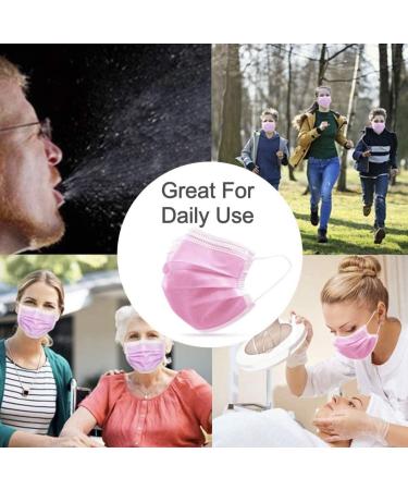 Pink Disposable Face Masks - 3 Ply Protection | 10 Pack | Ideal for Office Restaurant & Outdoor Use - Buy Online on GoSupps.com