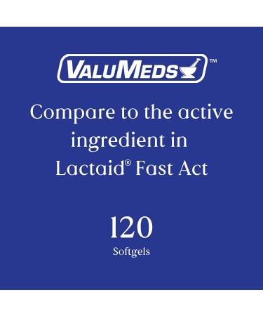 ValuMeds Fast-Acting Lactose Enzymes 120 Softgels - Prevent Gas, Bloating & Diarrhea - Comparable to Lactaid - Dairy Relief Supplement - Buy Online on GoSupps.com
