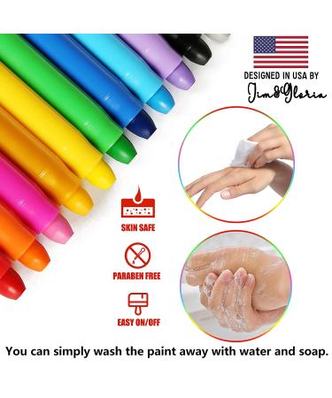 Jim&Gloria Face Paint Makeup Kit - 8 Large Pens with Stencils, Washable Body Markers for Kids and Adults - Perfect for Football Games, Sports, Halloween, Day of the Dead - Great Thanksgiving & Christmas Gift - Buy Online on GoSupps.com
