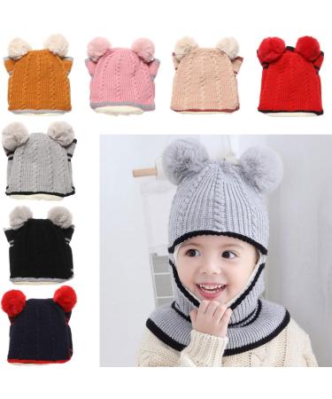 Crazy Bean Kids 3-in-1 Winter Windproof Hat and Scarf Set - Toddler Knitted Beanie - Grey - Buy Online on GoSupps.com