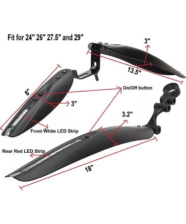 Ryders Recreation Bike Fenders Mudguard Set with LED Light Strips for 26-29 inch MTB Bikes - Buy Online on GoSupps.com