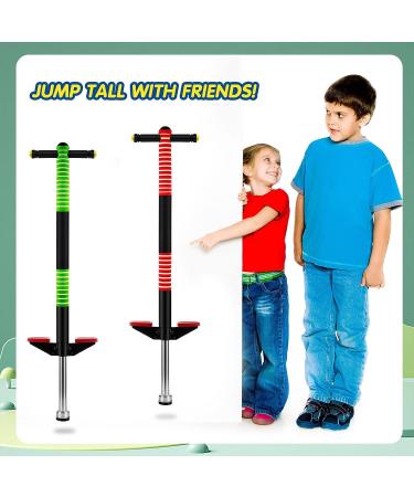 Meooeck 2 Pcs Bounce Pogo Stick for Kids Age 5 and Up | Foam Jolt Pogo Jumper for Body Balance Exercise | Green and Red - Buy Online on GoSupps.com