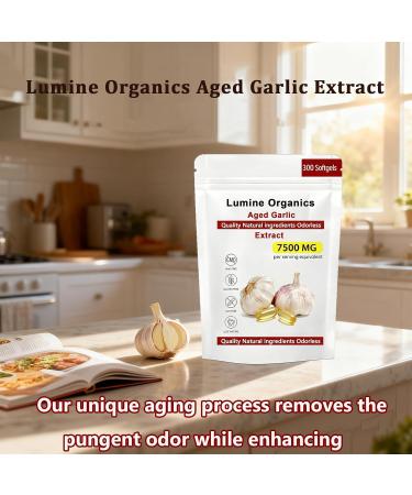 Lumine Organics Aged Garlic Extract Capsules 7500mg Odorless - 300 Count Aged Garlic 2-Year Matured Aged Garlic Extract Antioxidant Supplement Vegetarian (1PCS) - Buy Online on GoSupps.com