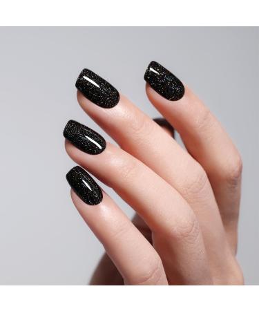 Ozzeal Glitter Gel Polish Black Iridescent Glitter Gel Nail Polish Sparkle Shimmer Gel Glitter Nail Polish Summer Rainbow Soak off LED UV Gel Nail Polish for Art DIY Manicure 15ML - Buy Online on GoSupps.com
